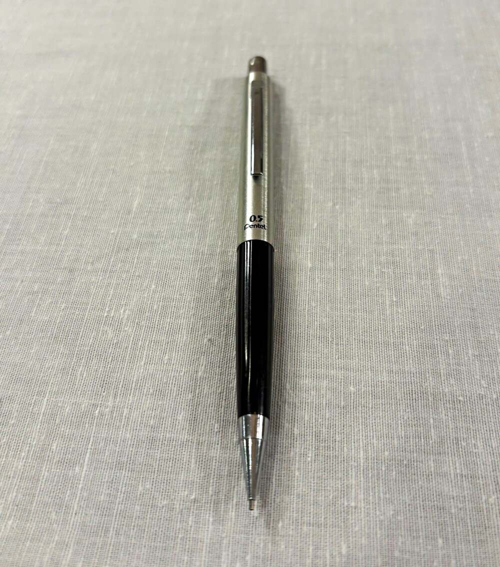 Vintage Pentel S55 Japan 0.5mm Mechanical Pencil Black Silver Classic Deluxe